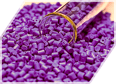 Purple resin pellets